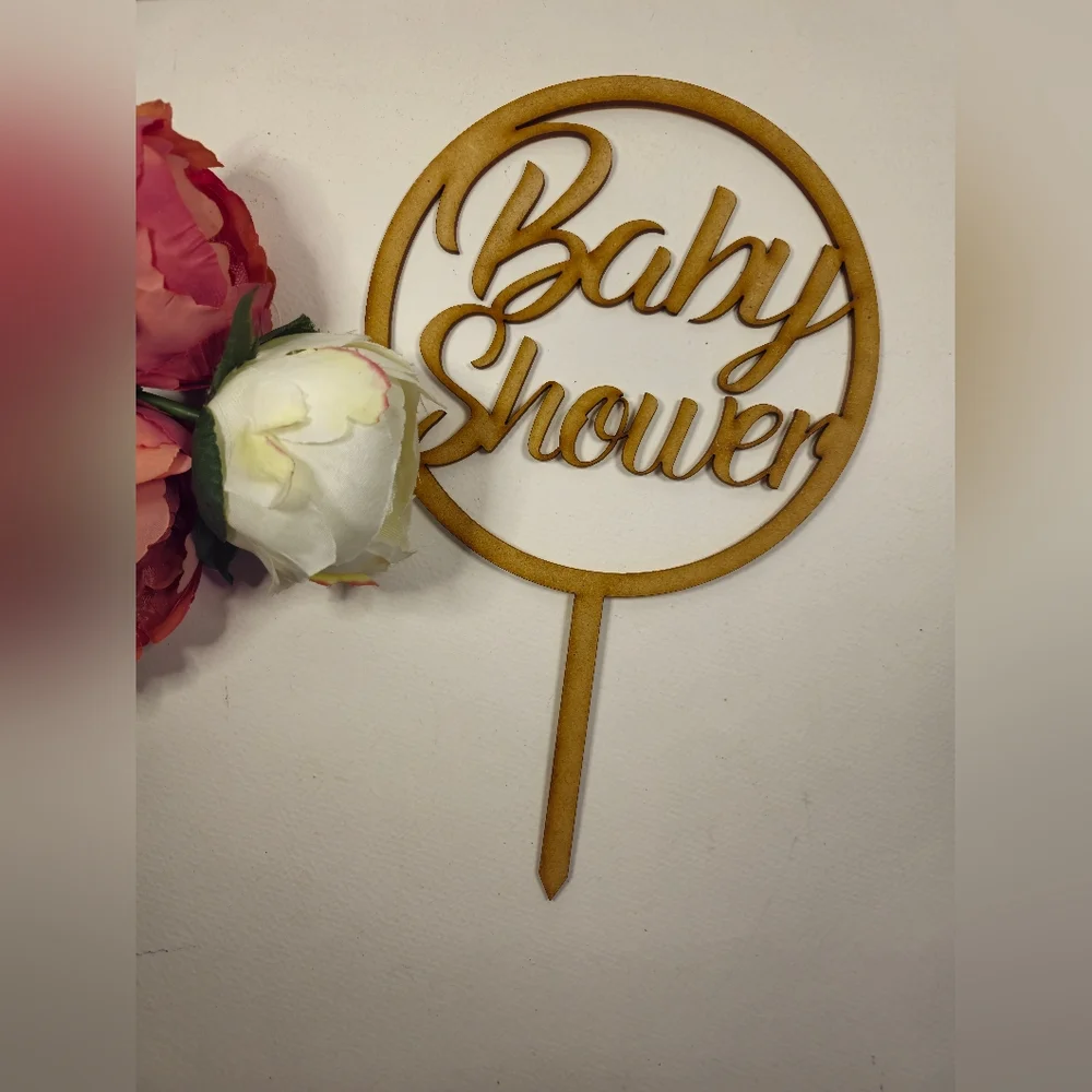 Baby Shower Cake Topper. Wooden Baby Shower Cake Topper. Cake Toppers Laser Cut